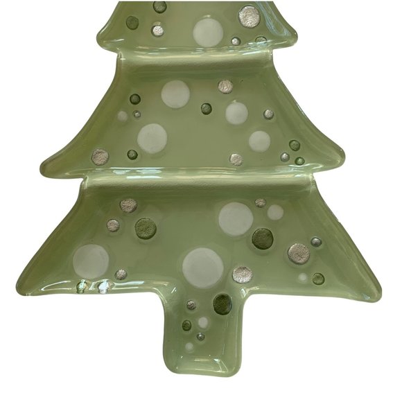 Lori Siebert for Silvestri Hand Blown Glass Christmas Tree Divided Platter - Picture 9 of 11